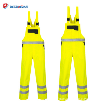 Hallo Vis Wasserdicht Kontrast Verkehr Arbeitskleidung, High Visibility Sicherheitsarbeit Overalls Front Zip mit 6 Taschen Reflektierende